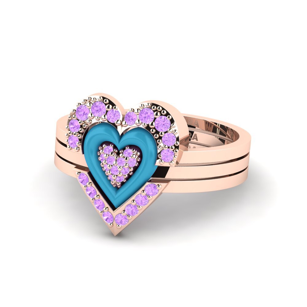 18ct Rose Gold Ring Adjustablelove Set