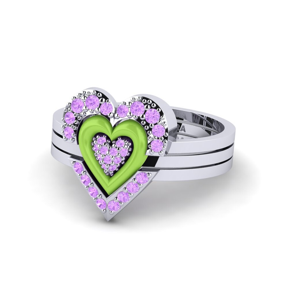 14ct White Gold Ring Adjustablelove Set