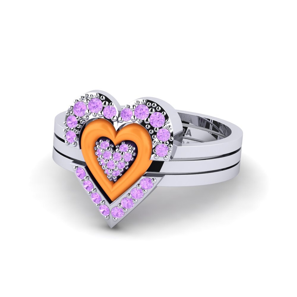 14ct White Gold Ring Adjustablelove Set