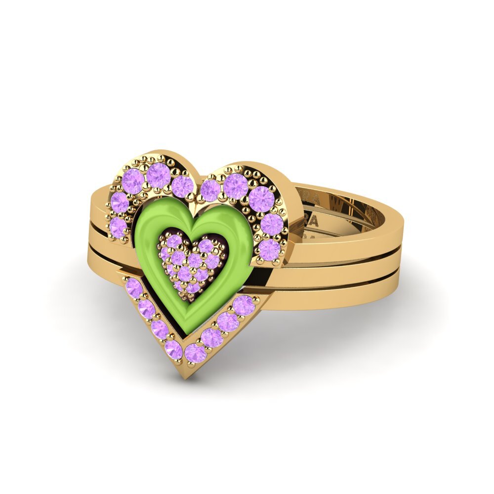 Gelbgold 585 Ring Adjustablelove Set