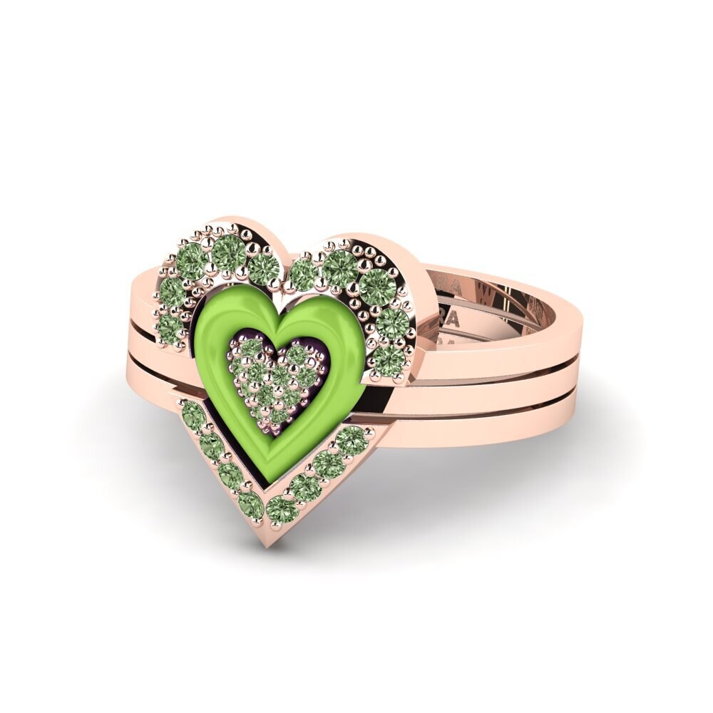 Grüner Diamant Ring Adjustablelove Set