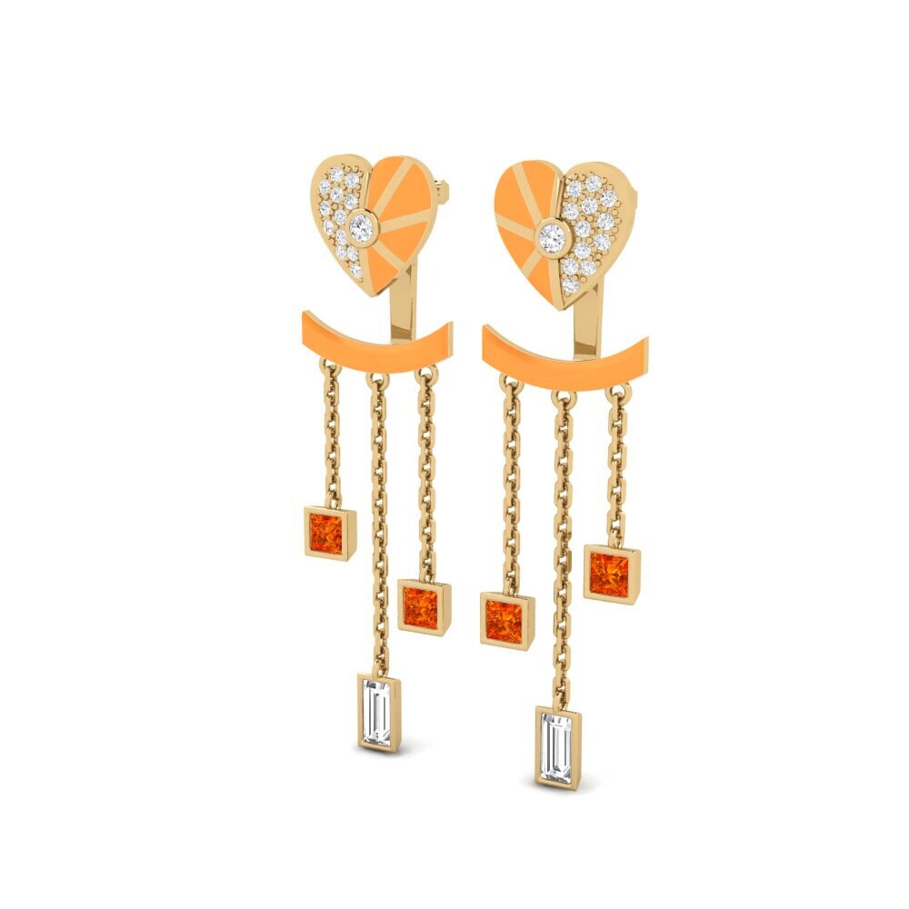 Orange Sapphire Women's Earring Aiyanand B
