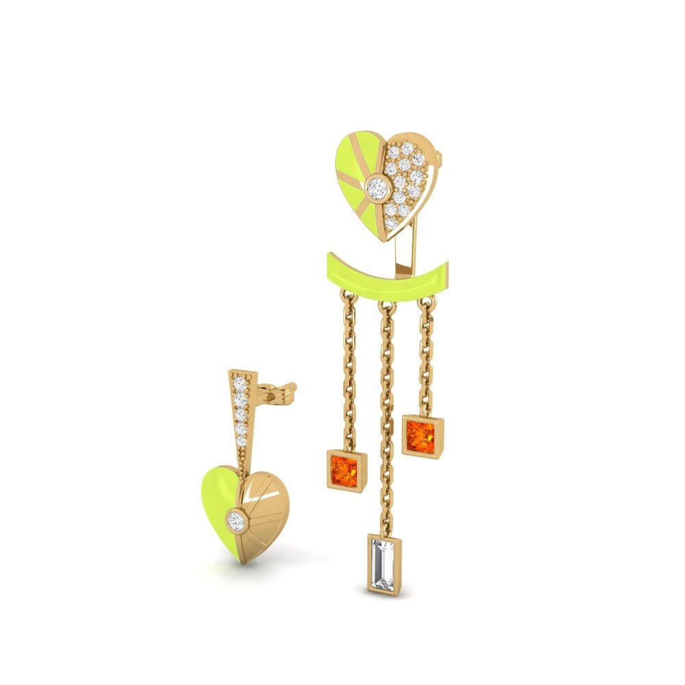 Orange Sapphire Women's Earring Aiyanand Set