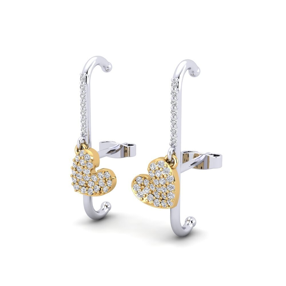 Vàng Trắng-Vàng 18K Bông tai nữ Cist