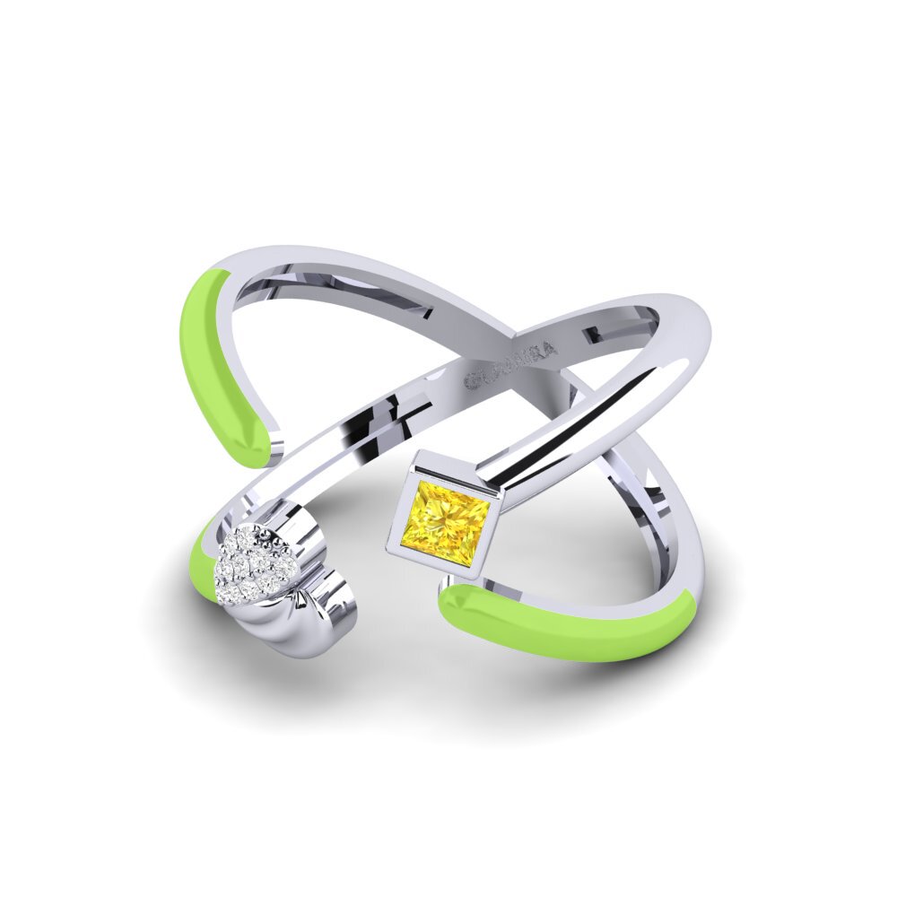 14ct White Gold Ring Hued