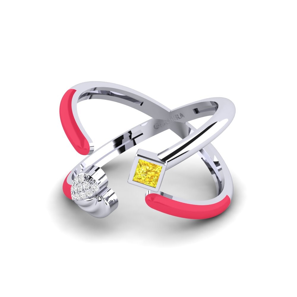 14ct White Gold Ring Hued