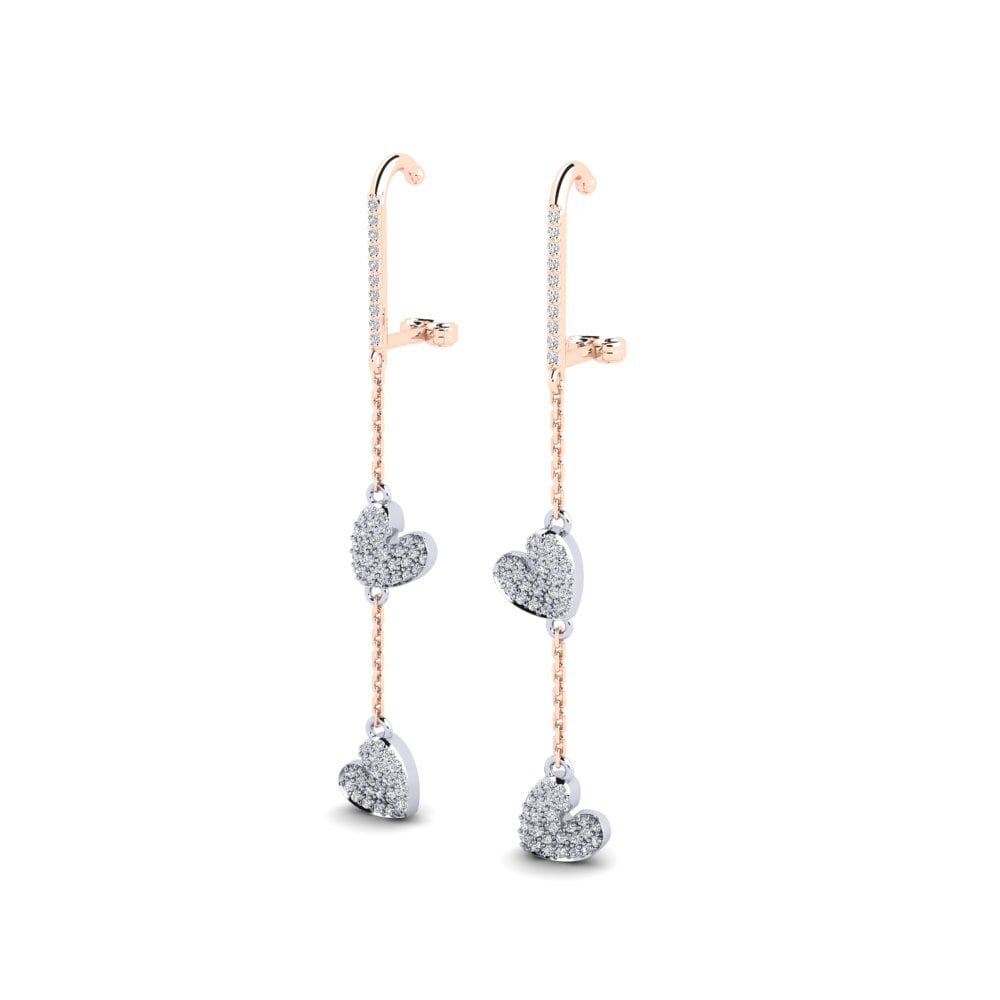 Vàng Trắng-Đỏ 18K Bông tai nữ Pachm