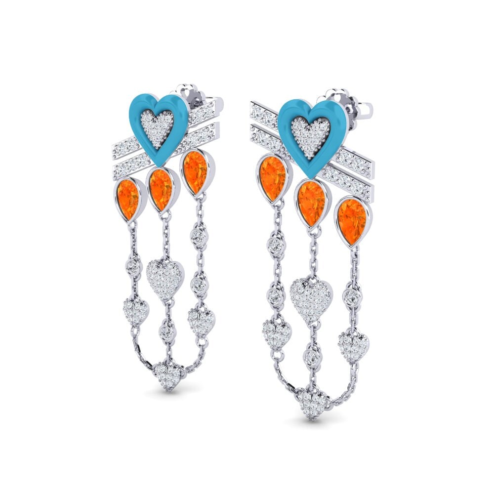 Orange Sapphire Women's Earring Plusbeau
