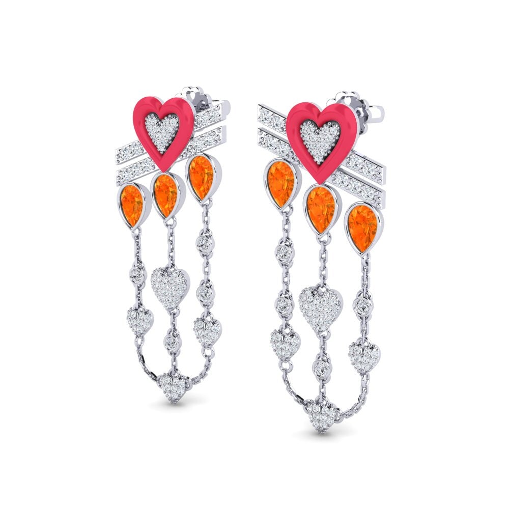 Orange Sapphire Women's Earring Plusbeau