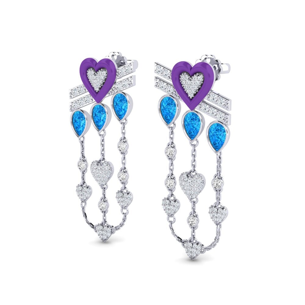 Blauwe Topaas Dames Oorbellen Plusbeau
