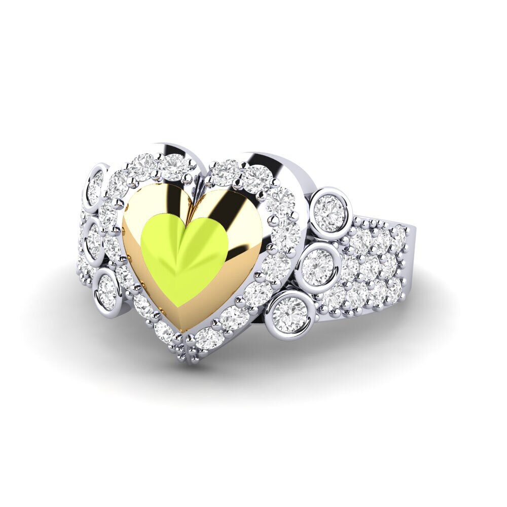 Ringe Hjerte 585 Hvid & Gult Guld