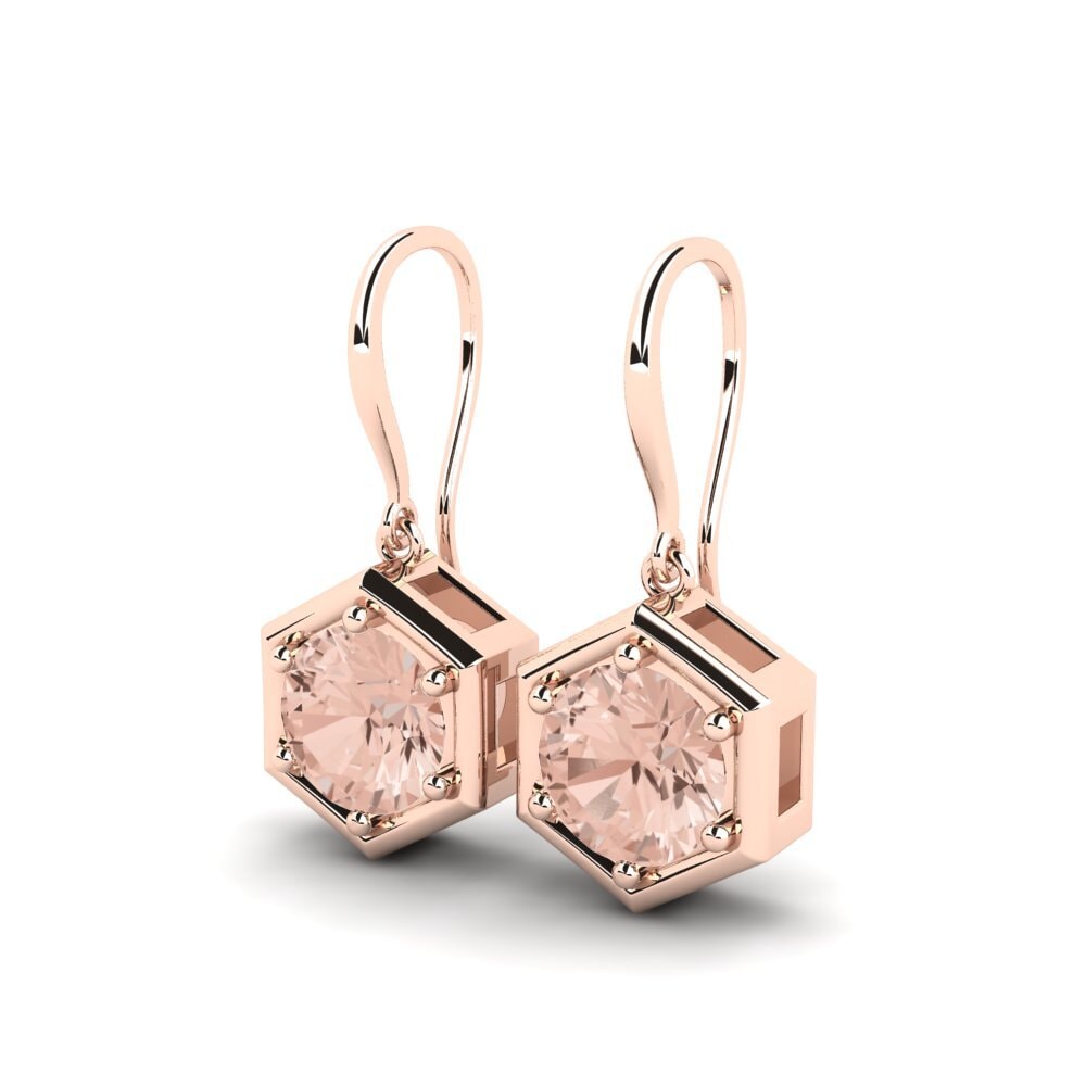 18k Oro Rosa Morganita Pendiente de mujer Adducer