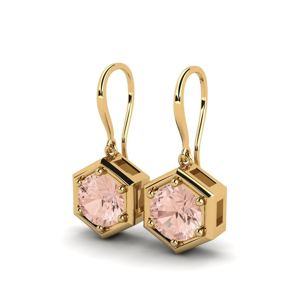14k Oro Amarillo Morganita Pendiente de mujer Adducer