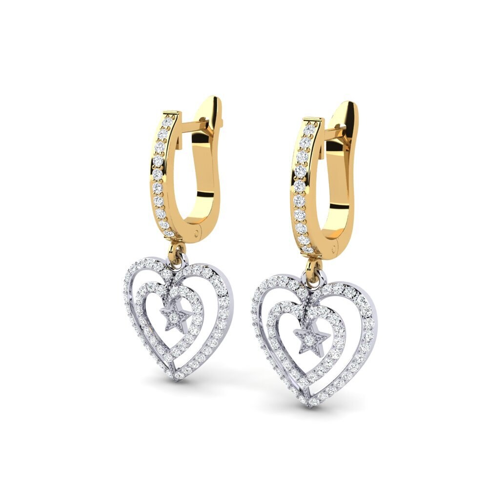 14k Oro Amarillo/Blanco Pendiente de mujer Afeared