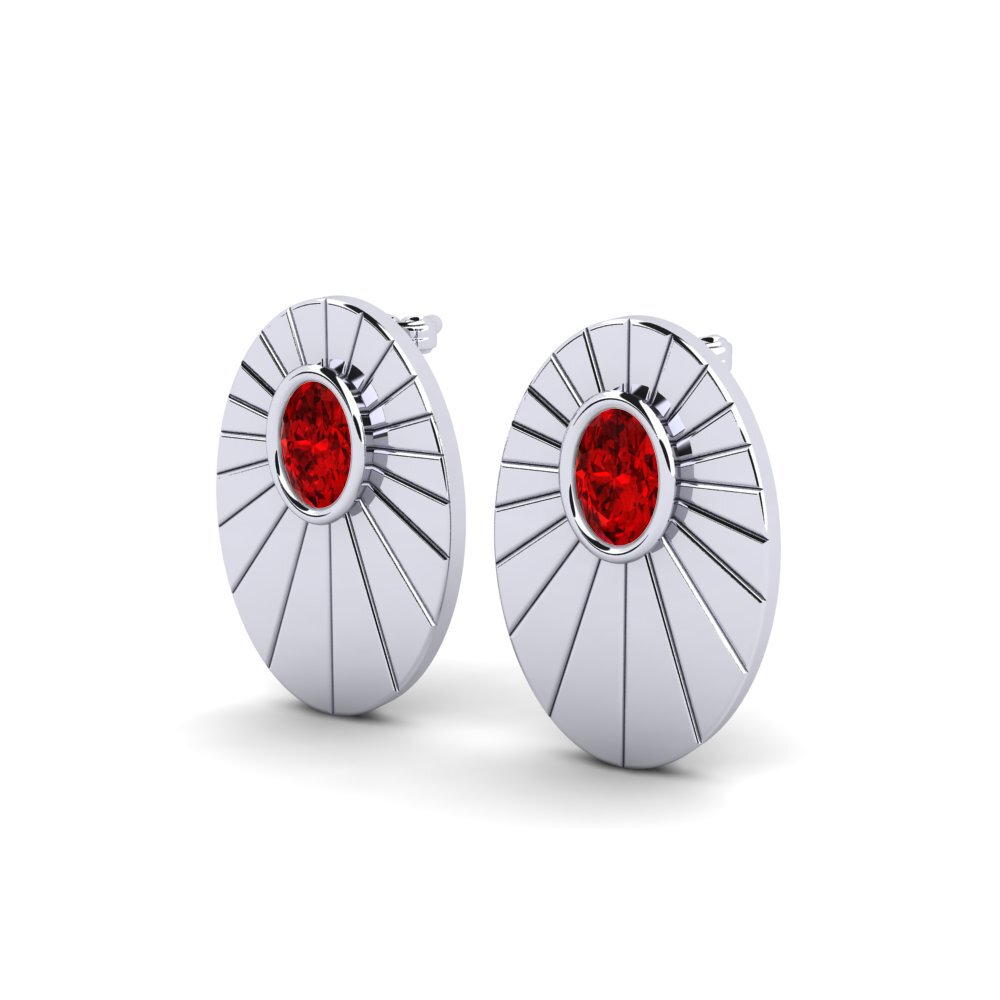 Đá Ruby (Đá nhân tạo) Bông tai nữ Aleckok