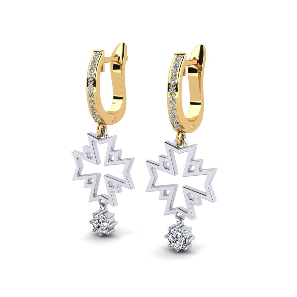14k Oro Amarillo & Blanco Pendiente de mujer Alenege