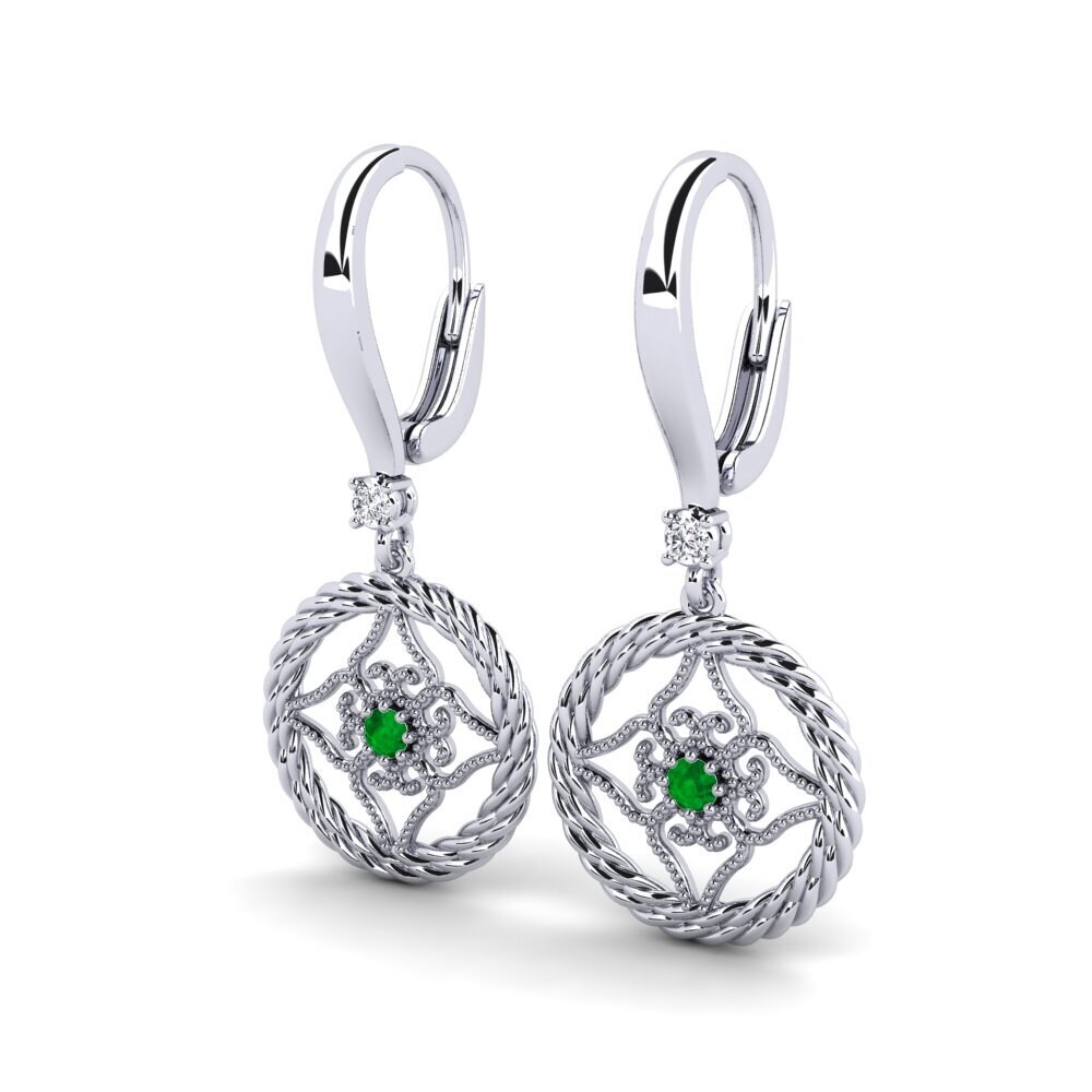 Plata 925 Esmeralda Pendiente de mujer Allouncer