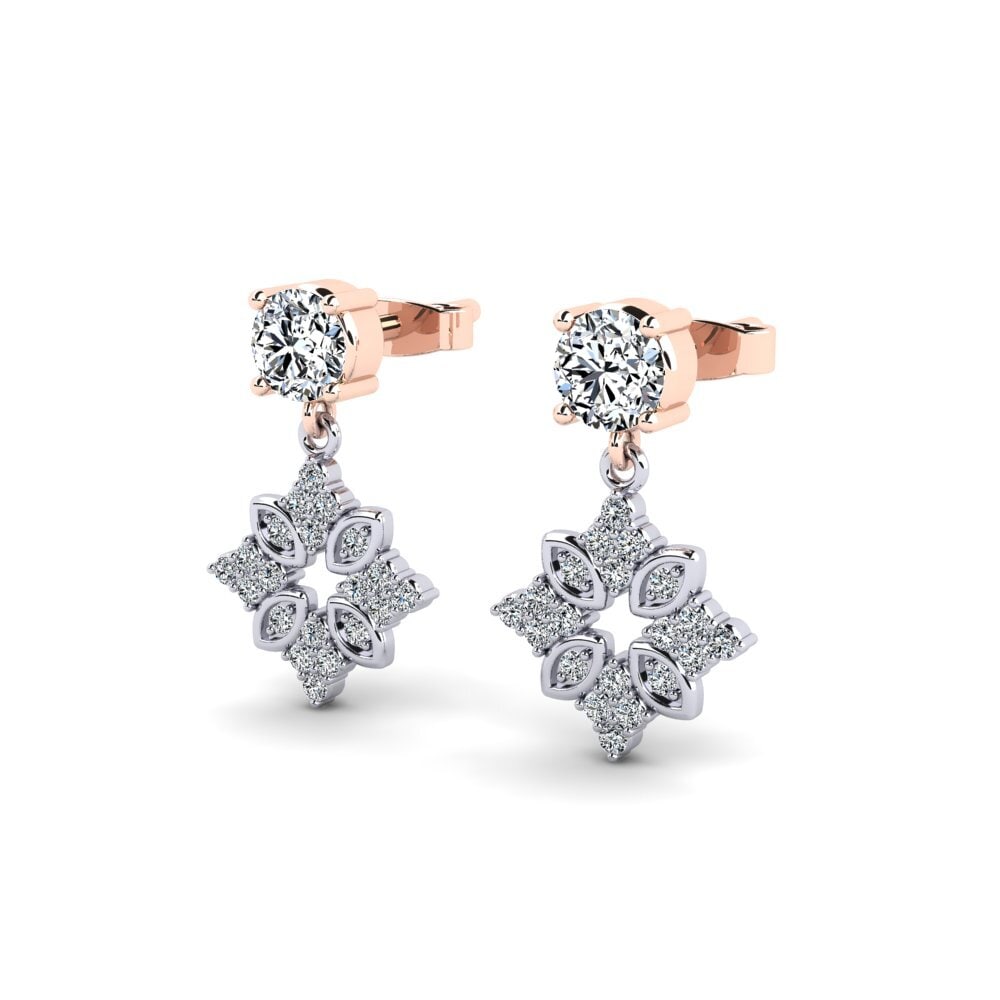 9k Oro Blanco & Rosa Pendiente de mujer Alluded
