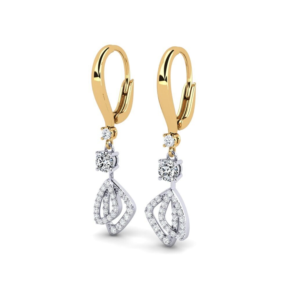 14k Oro Amarillo & Blanco Pendiente de mujer Ankusesa