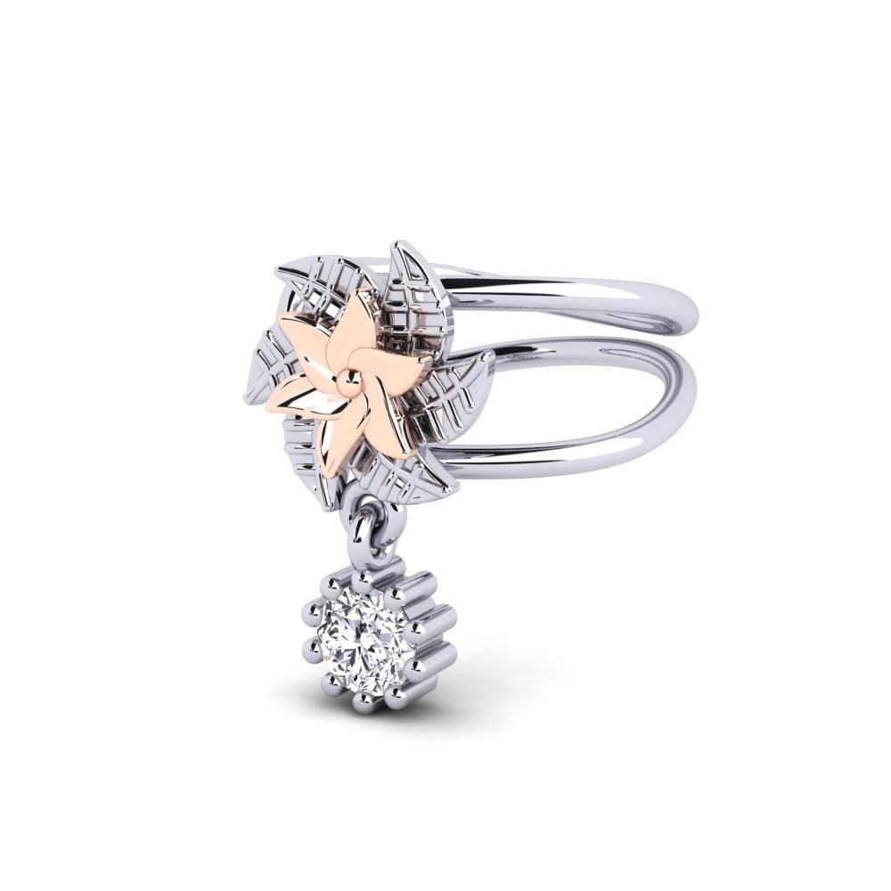 18k Oro Blanco / Rosa Pendiente de mujer Aquents