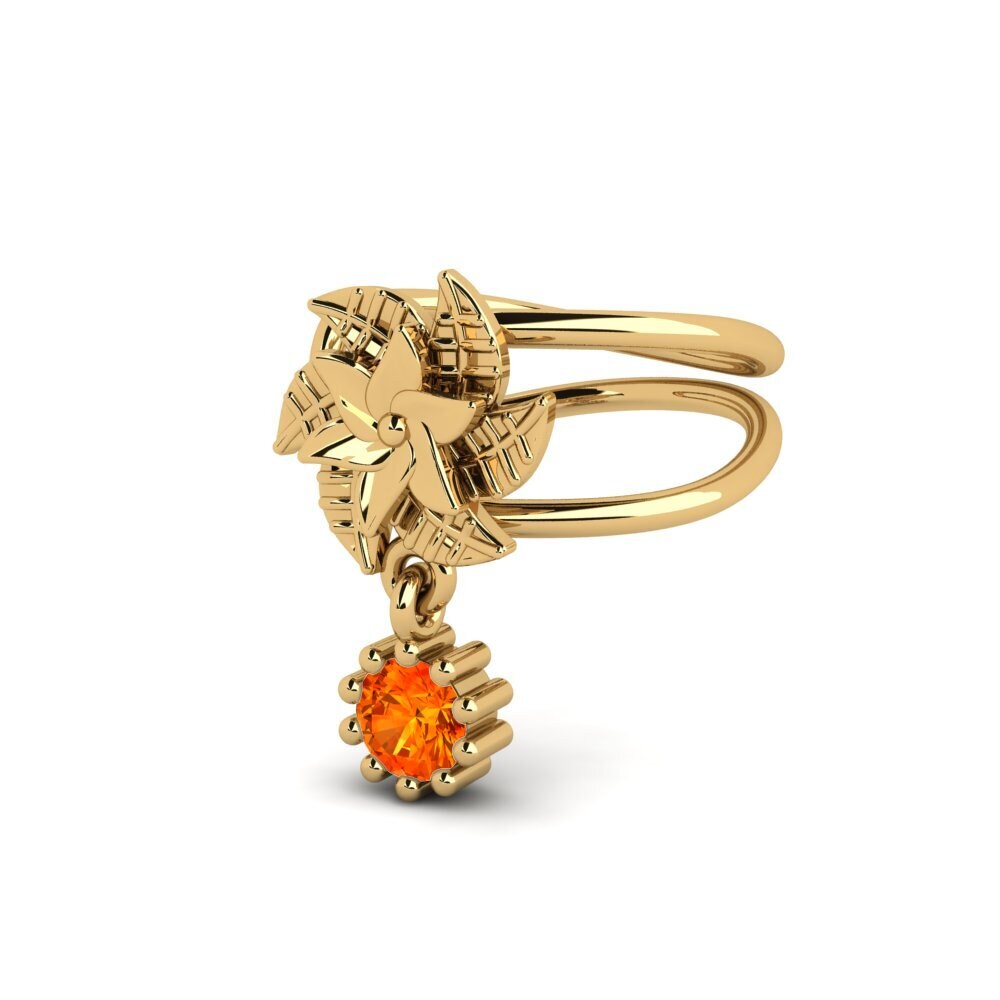 14ct Yellow Gold Orange Sapphire Women's Earring Aquents