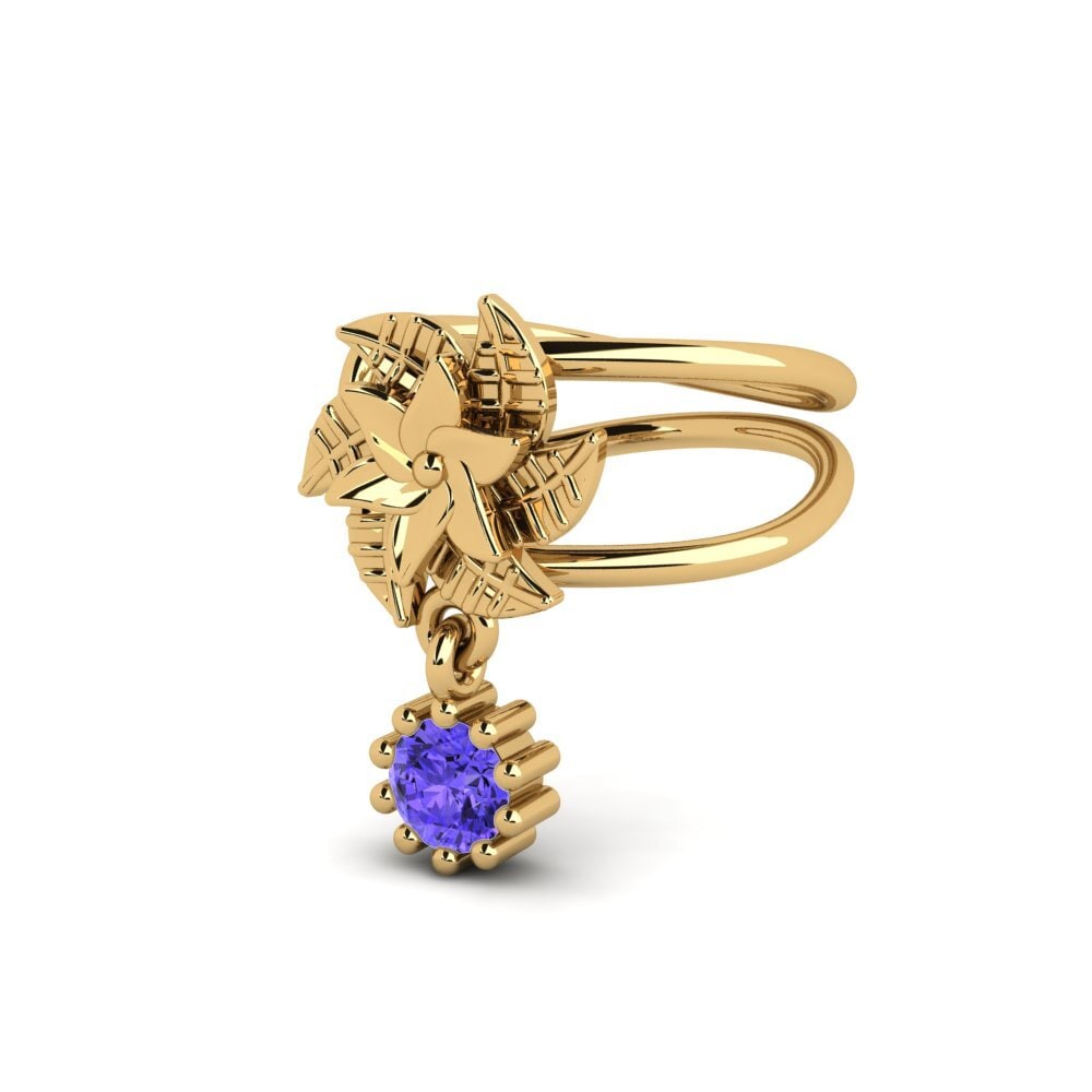 14ct Yellow Gold Tanzanite Women's Earring Aquents