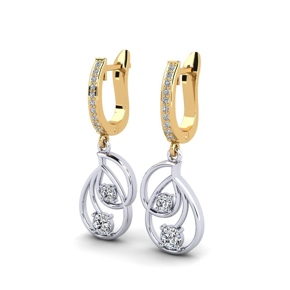 14k Oro Amarillo & Blanco Pendiente de mujer Arriding