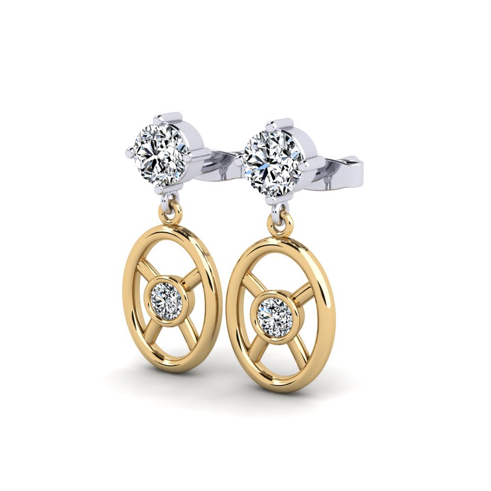 14k Oro Amarillo & Blanco Pendiente de mujer Auxin