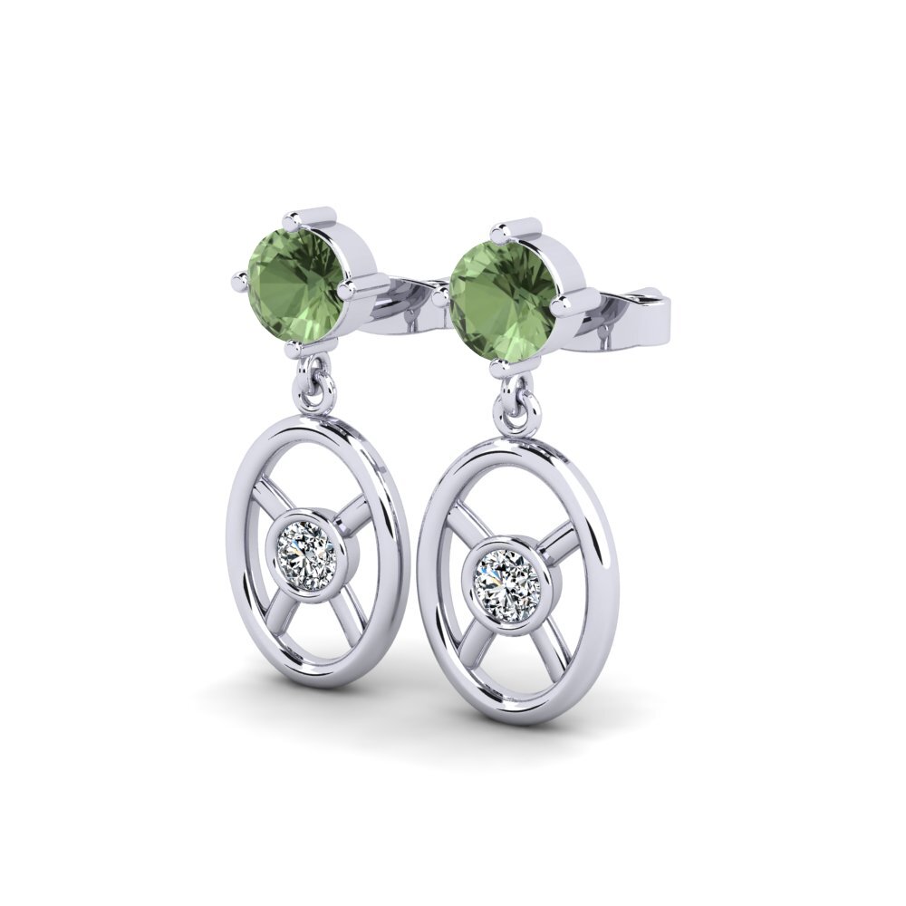 Saphir vert Boucle d'oreille femme Auxin