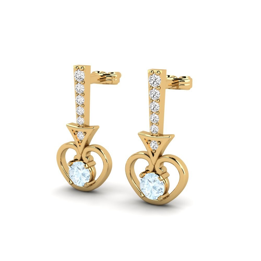 14ct Yellow Gold Aquamarine Women's Earring Callumas