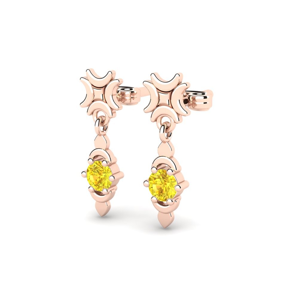 14k Oro Rosa Zafiro amarillo Pendiente de mujer Chayysie