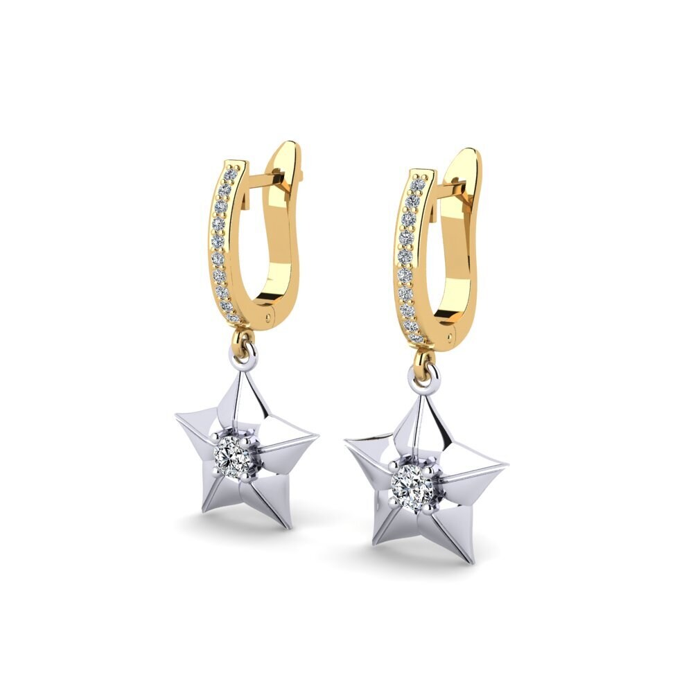 14k Oro Amarillo/Blanco Pendiente de mujer Chutess