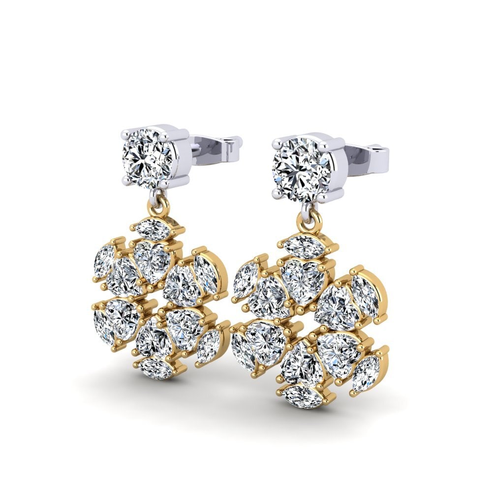 14k Oro Amarillo & Blanco Pendiente de mujer Clow