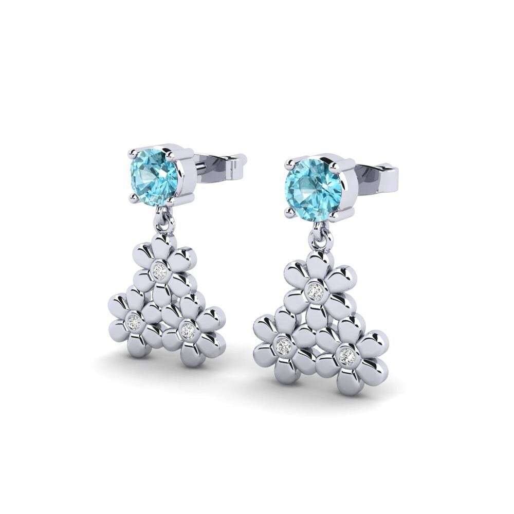 Zircon Bleu Boucle d'oreille femme Douden