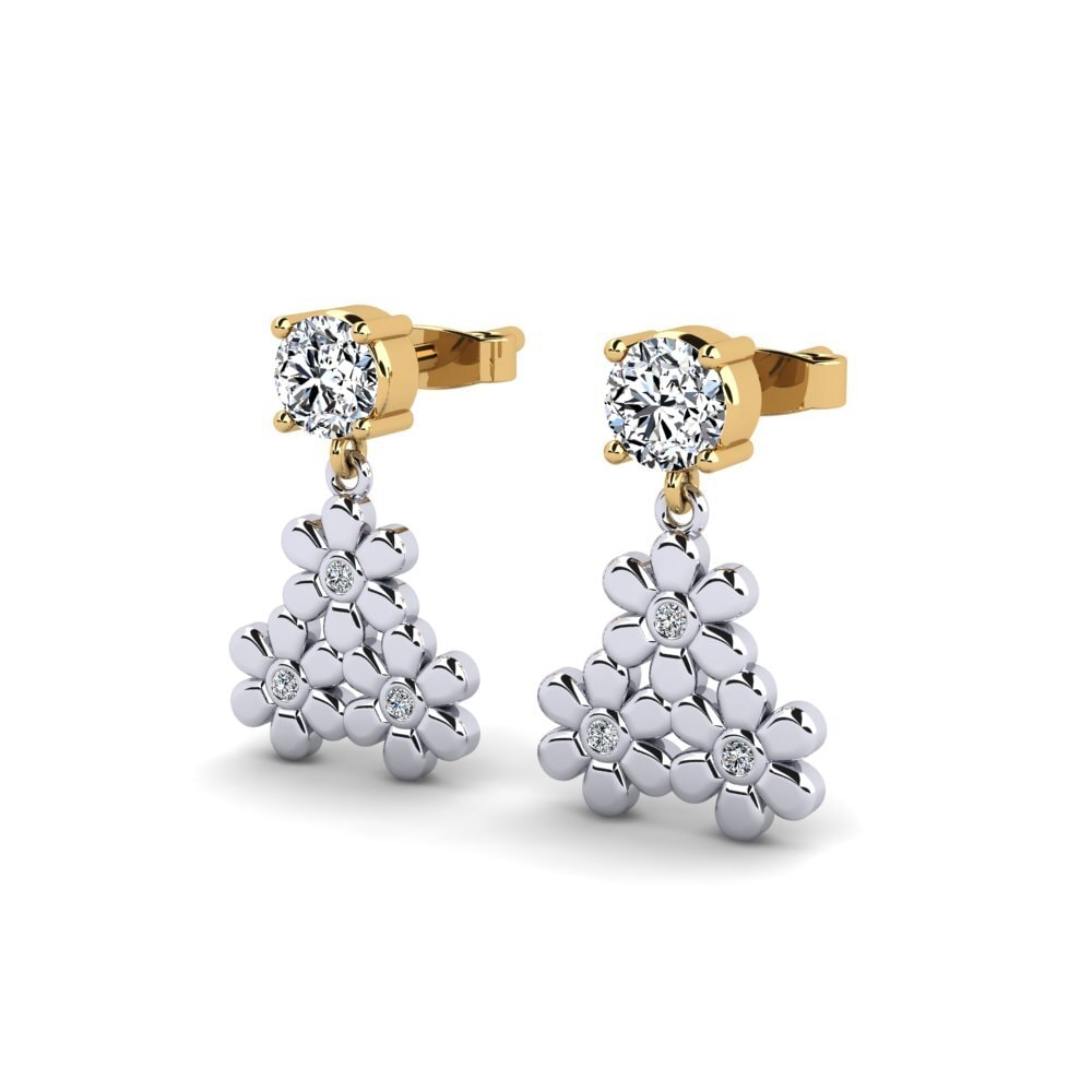 14k Oro Blanco & Amarillo Pendiente de mujer Douden