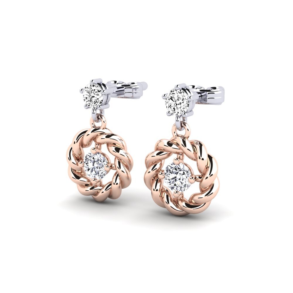 18k Oro Rosa & Blanco Moissanita Pendiente de mujer Eberto