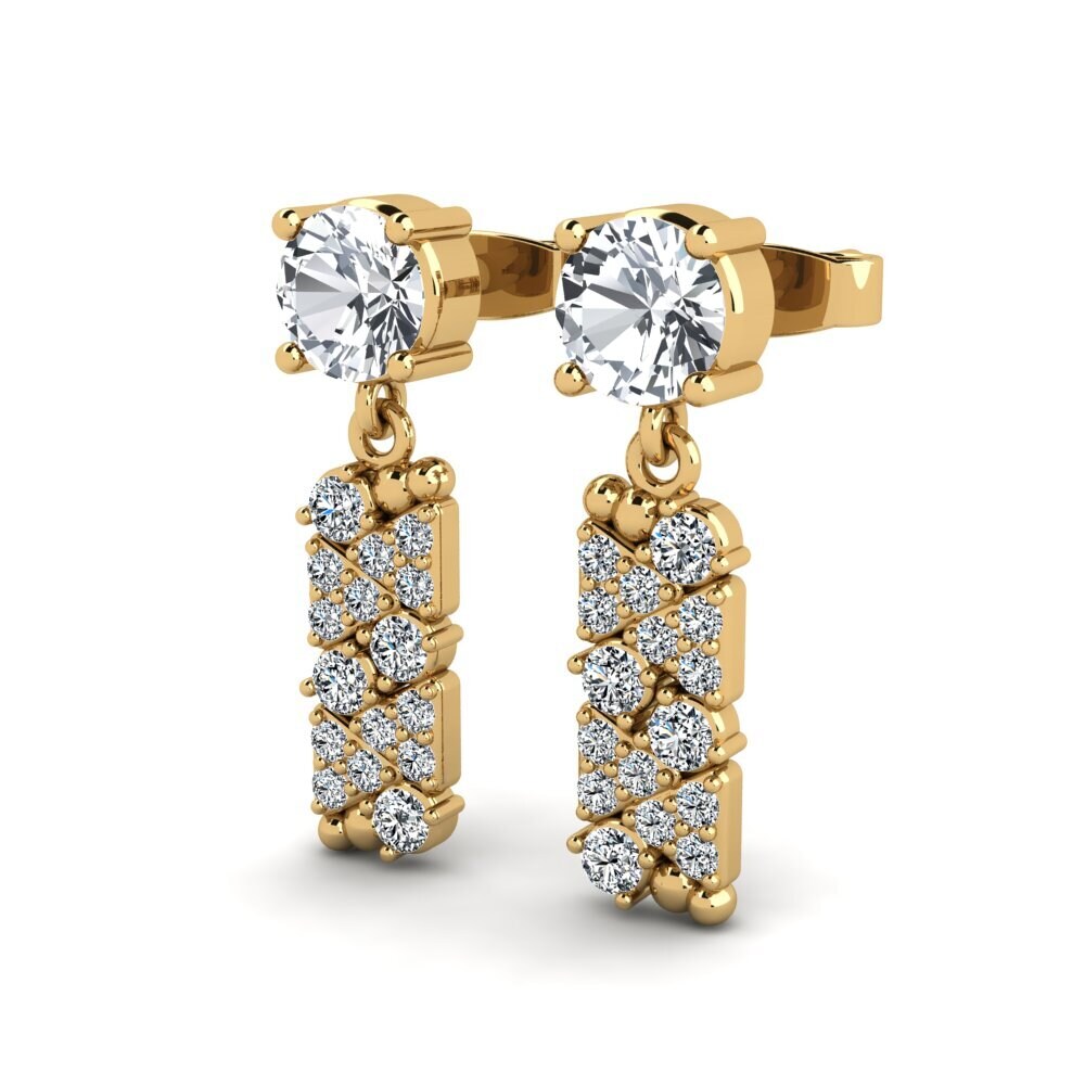 14ct Yellow Gold White Zircon Women's Earring Gehrig
