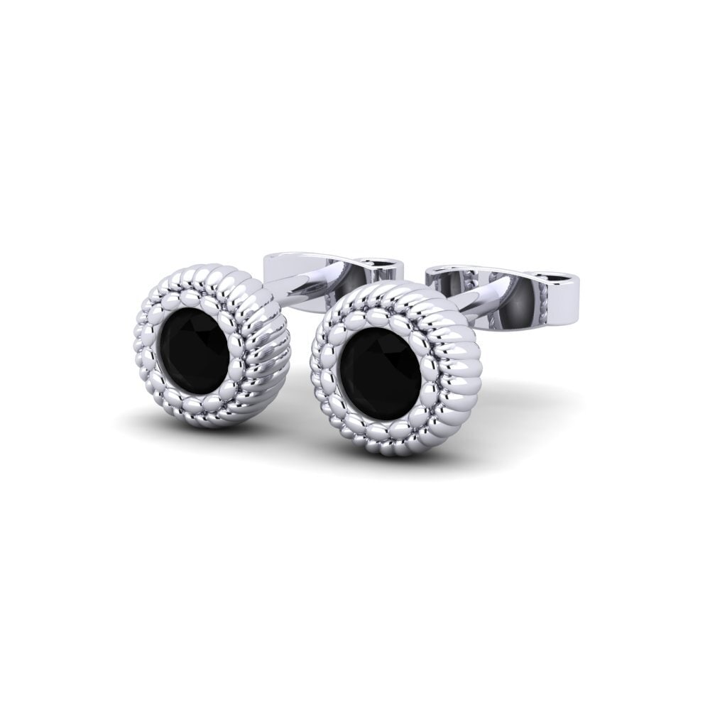 9ct White Gold Black Diamond Women's Earring Glycol