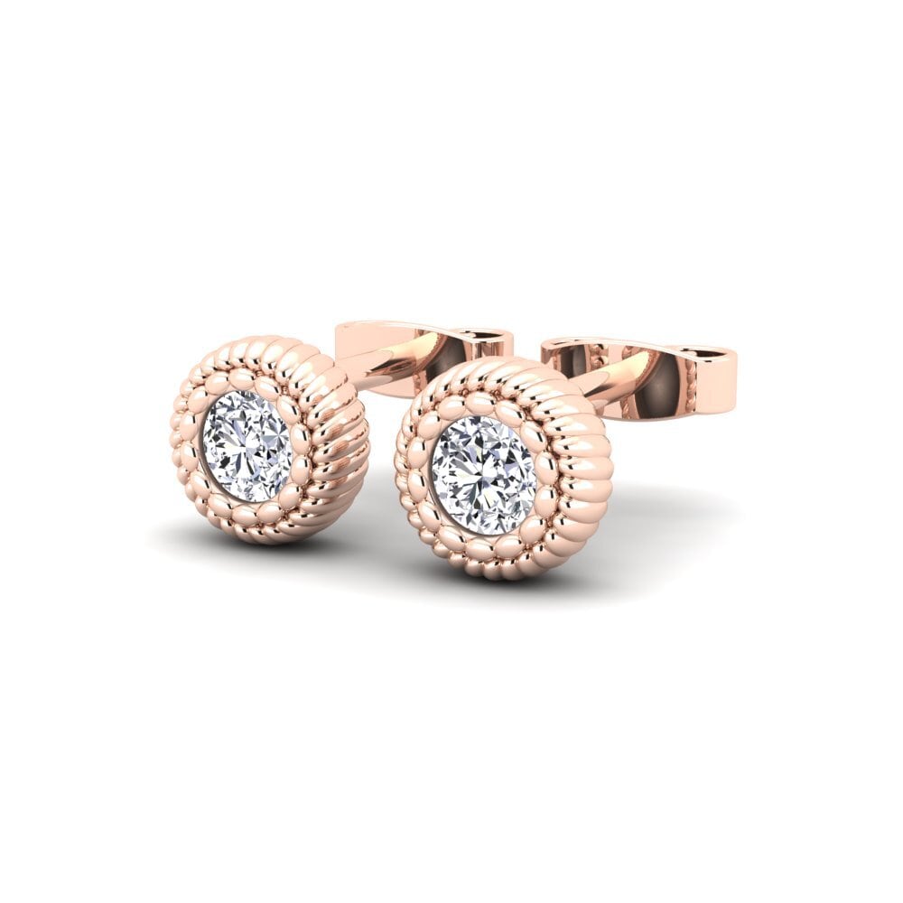 14k Oro Rosa Diamante cultivado en laboratorio Pendiente de mujer Glycol