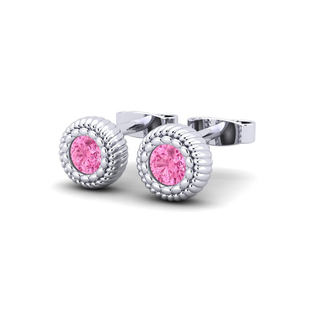 Oro Bianco 750 Zaffiro Rosa Orecchino da donna Glycol