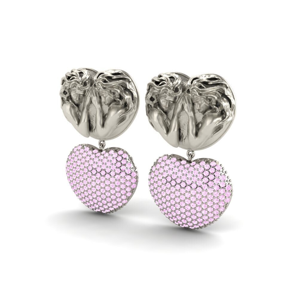 Safira Rosa Brincos Feminino Joemore