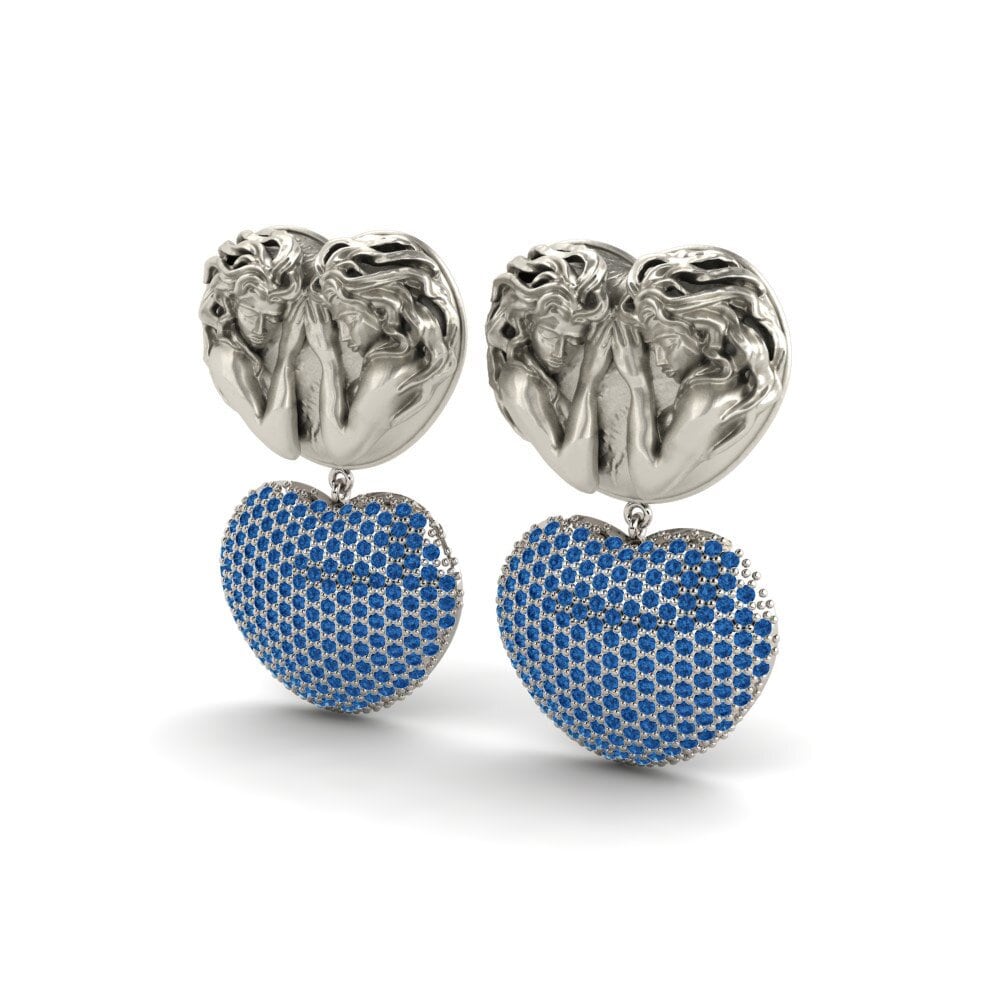 Zircônia azul escuro Brincos Feminino Joemore