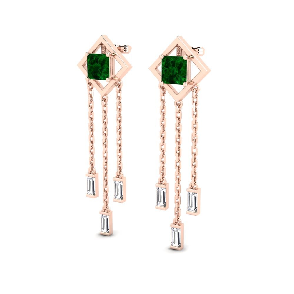 14ct Rose Gold Tsavorite Women's Earring Mitis