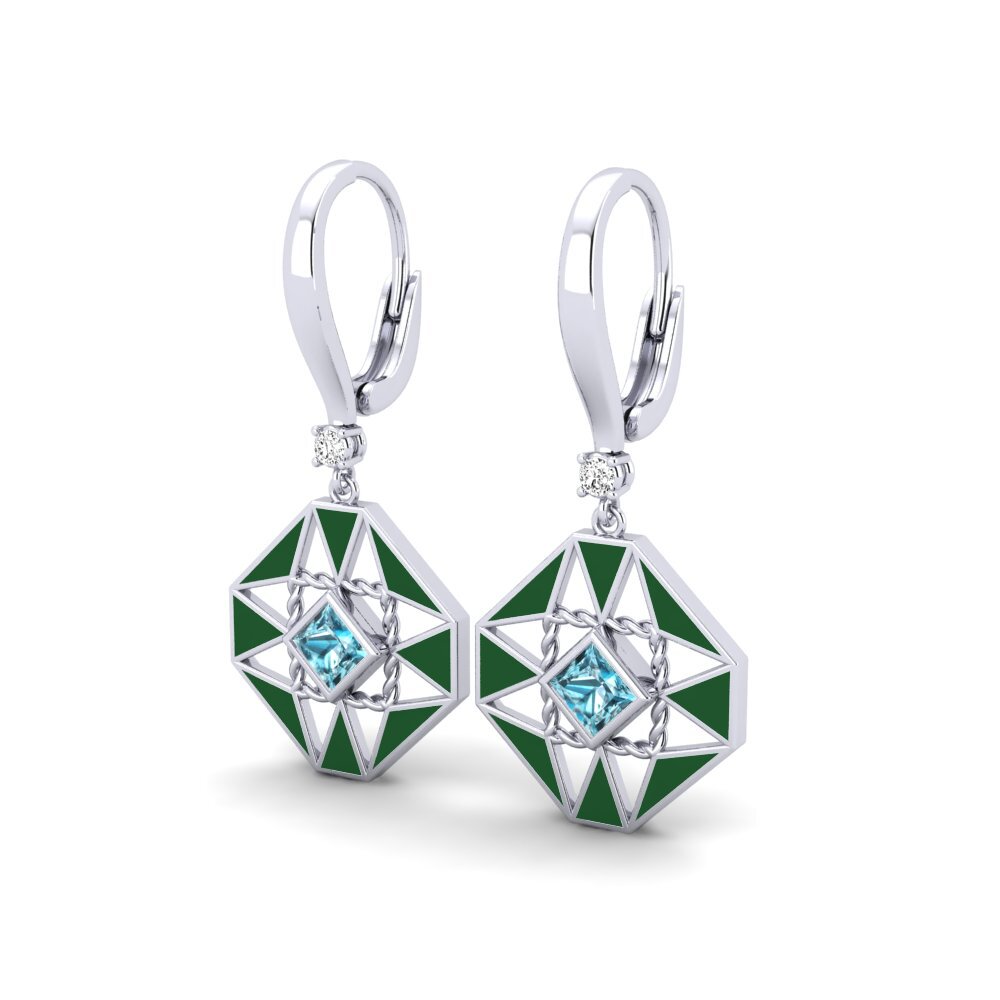 Circón Azul Pendiente de mujer Noun