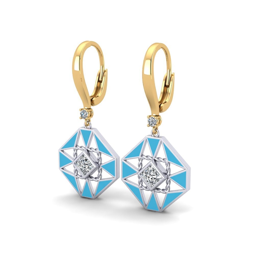 14ct Yellow & White Gold Women's Earring Noun