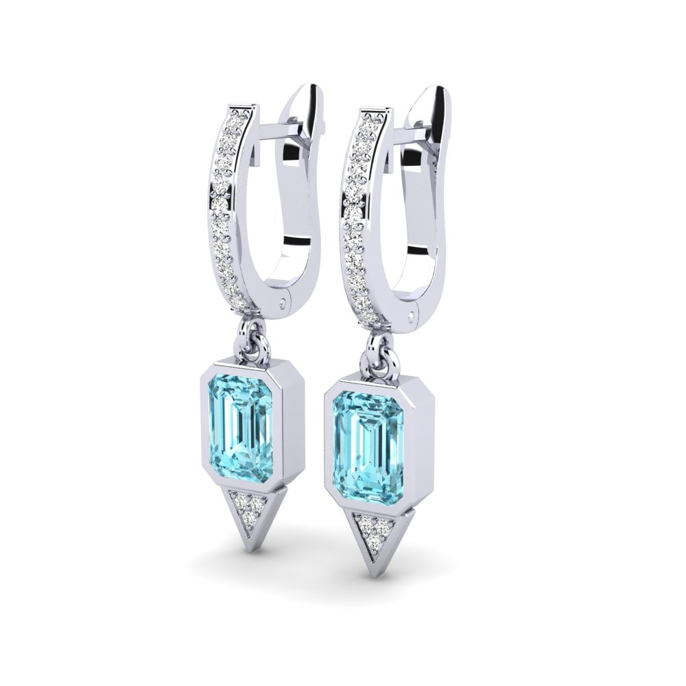 Esmeralda Zircão Azul Brincos Feminino Toshass