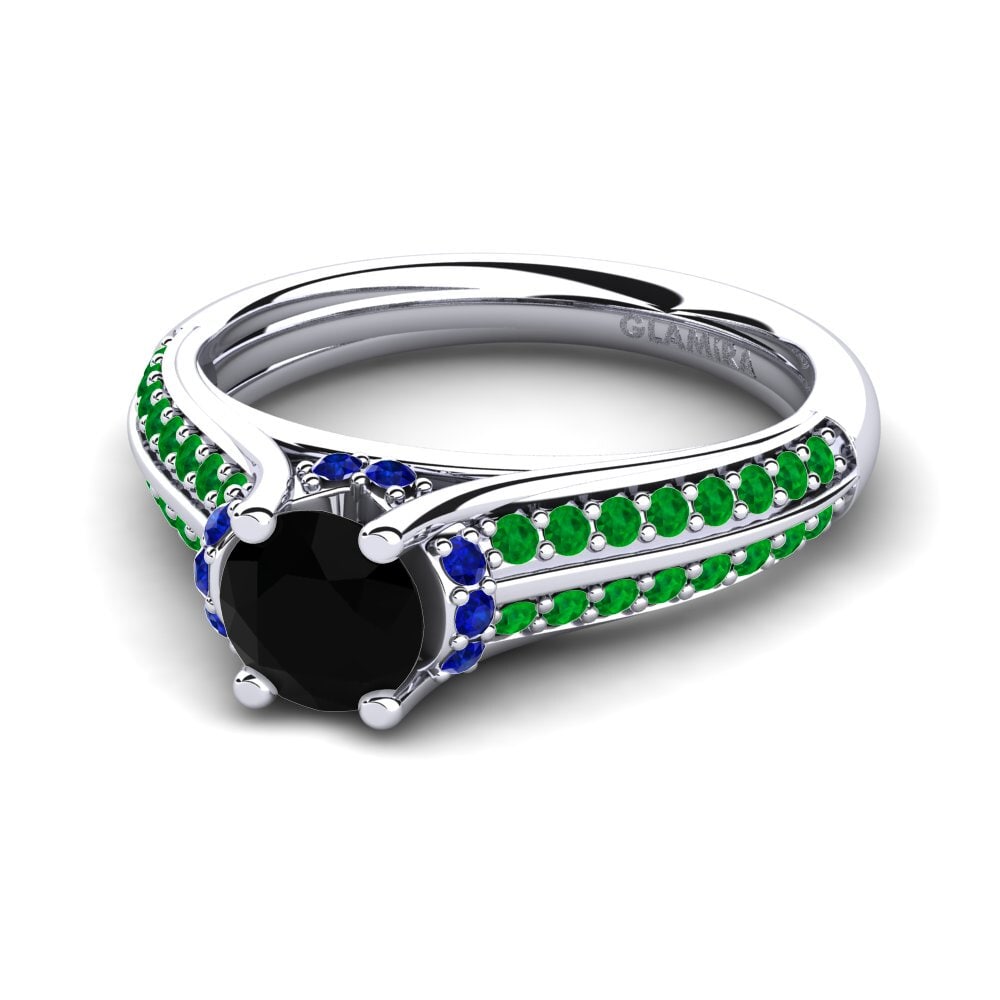 9ct White Gold Black Diamond Engagement Ring Eleta