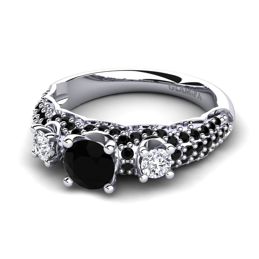 Black Diamond Engagement Ring Lilava