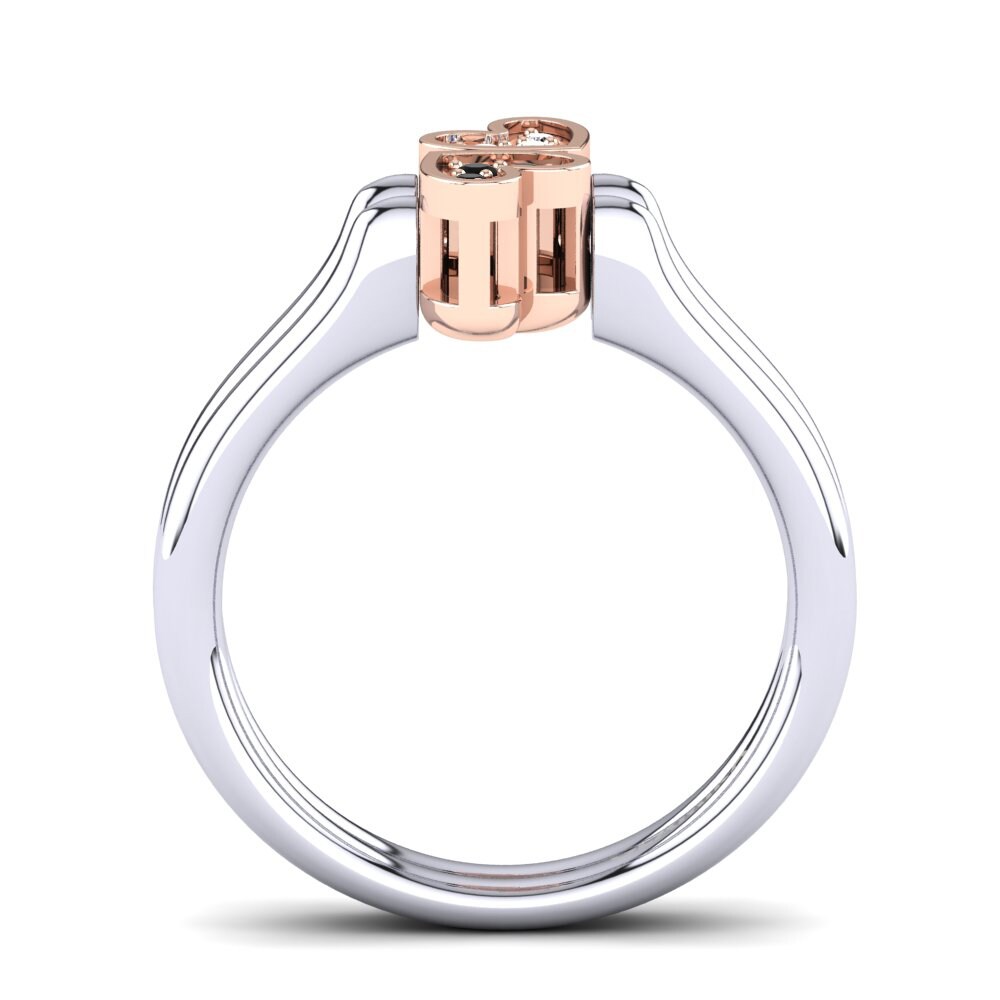 9ct White & Rose Gold Black Onyx Ring Abequa