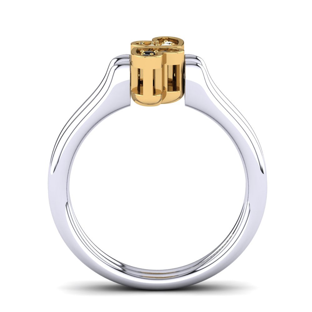 18ct White & Yellow Gold Black Diamond Ring Abequa